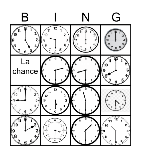 Clock Bingo! Bingo Card