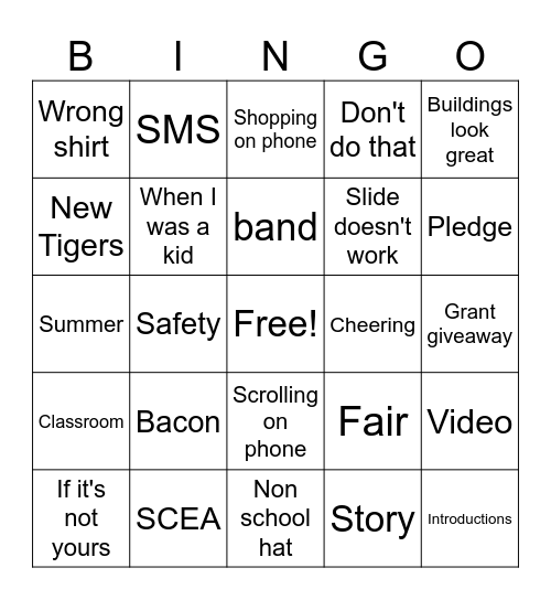 Meeting Bingo Card