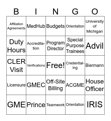 GME Holiday Bingo! Bingo Card