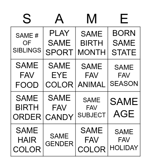 YOUR PLACE IN THE WORLD Bingo Card