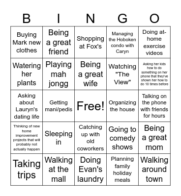 Susan's Retirement Bingo Card