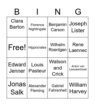 Healthcare Heroes Bingo Card