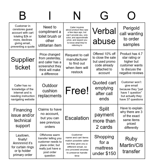 Fa Queue Bingo Card