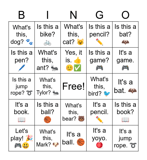 B1 L5 What's this, Amy? 🐻 Bingo Card
