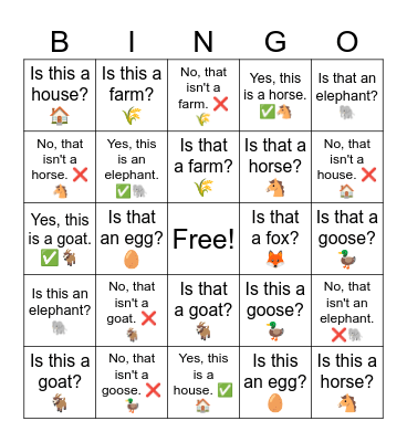 B1 L6 Is this a horse? 🐴 Bingo Card