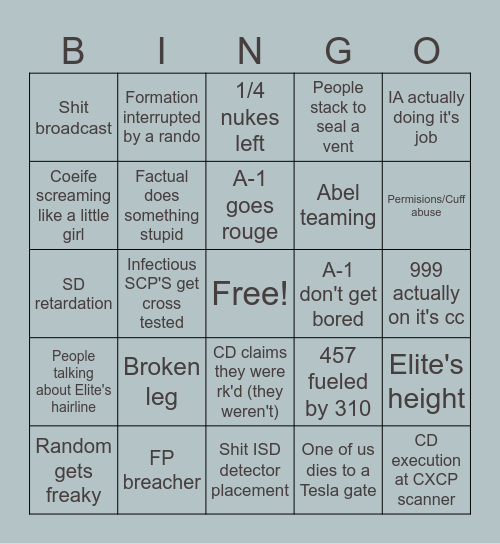SSRP Public Servers Bingo Card