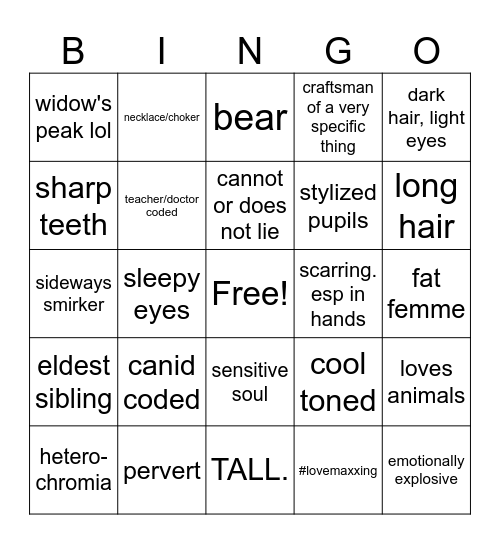 moose oc bingo Card
