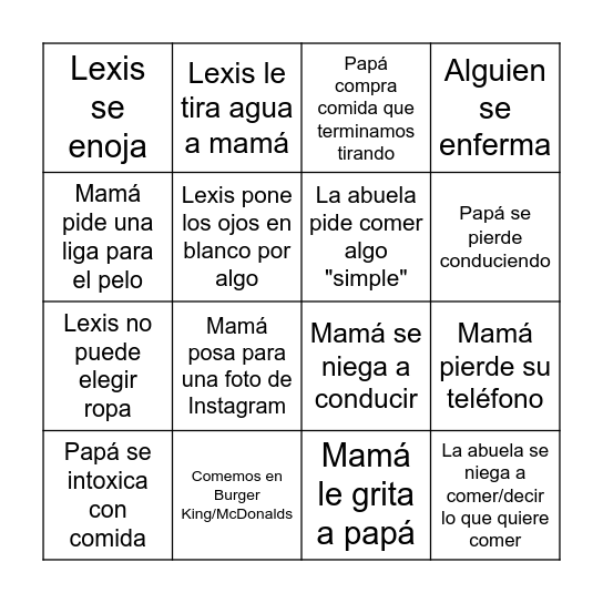 LA FAMILIA BLATTER BINGO!!! Bingo Card