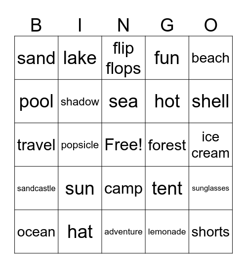 Summer Bingo Card