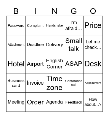 Bussiness English Bingo Card