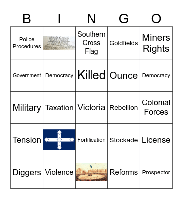 Eureka Stockade Bingo Card