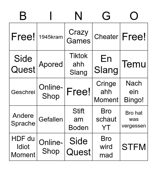 Schule Bingo Card