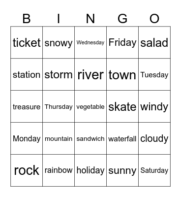 Bingo Unit 6-7 Bingo Card