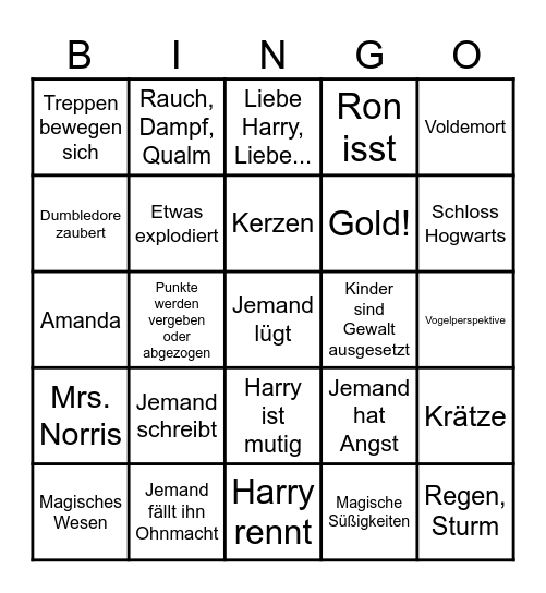 Harry Potter und der Stein der Weisen Bingo Card