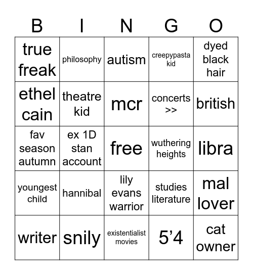 shay bingo :3 Bingo Card