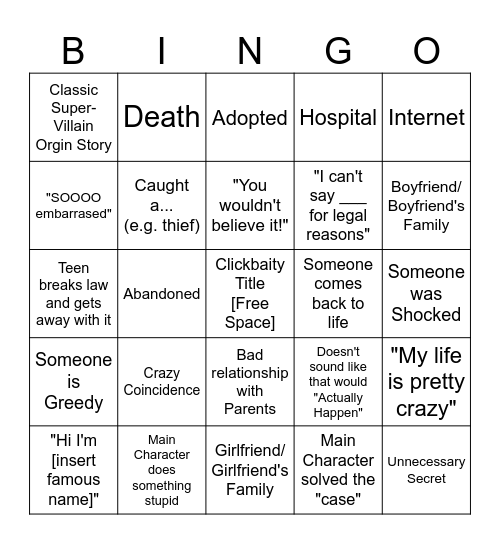 My Story Animated Bingo Card