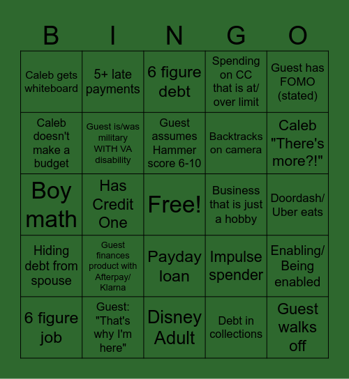 Financial Audit Bingo Card