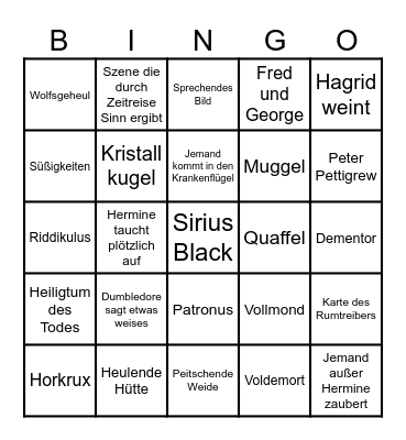 Harry Potter und der Gefangene von Askaban Bingo Card