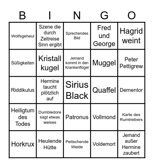 Harry Potter und der Gefangene von Askaban Bingo Card