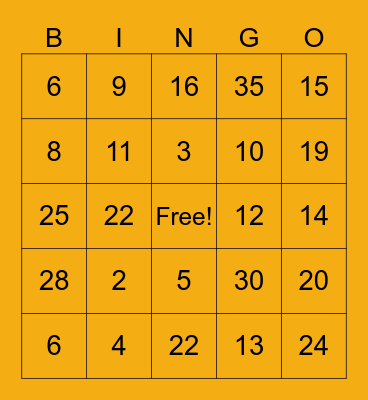 Addition and Subtraction Bingo Card