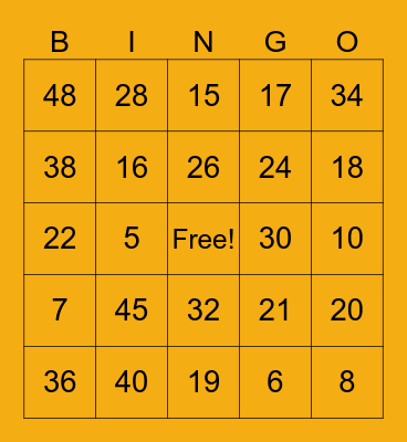 Addition and Subtraction Bingo Card