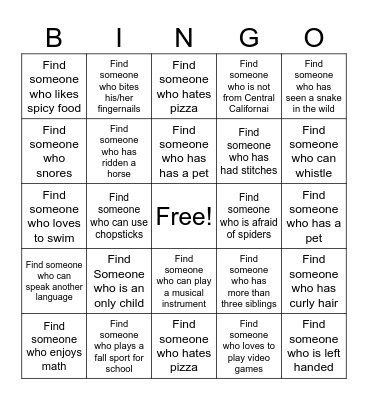 Science 8 Bingo Card