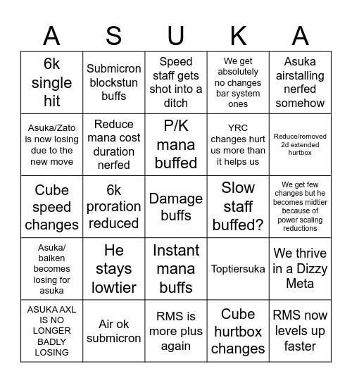 Asuka Bingo Card