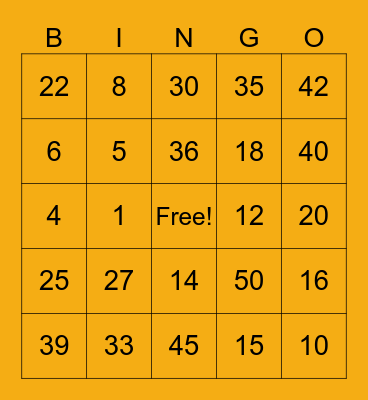 Addition and Subtraction Bingo Card