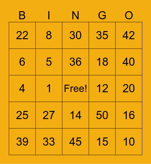 Addition and Subtraction Bingo Card