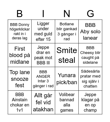 BBB Fiesta Bingo Card
