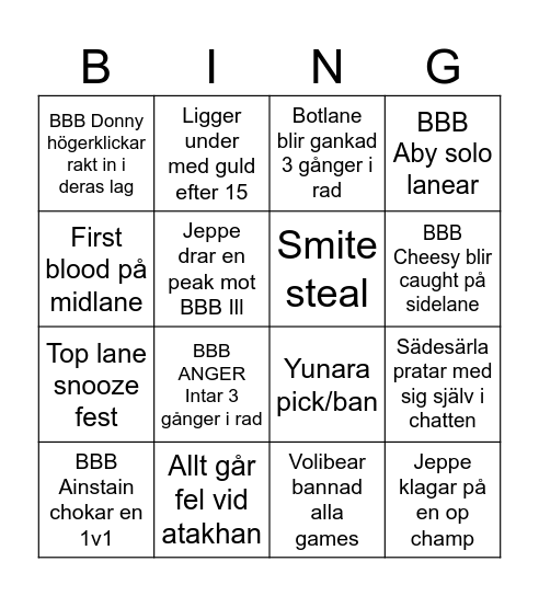 BBB Fiesta Bingo Card