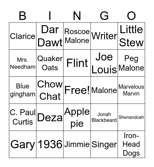 The Mighty Miss Malone Bingo Card