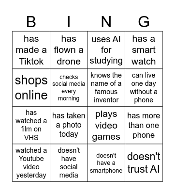Find someone who... Bingo Card