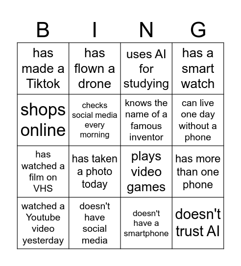 Find someone who... Bingo Card