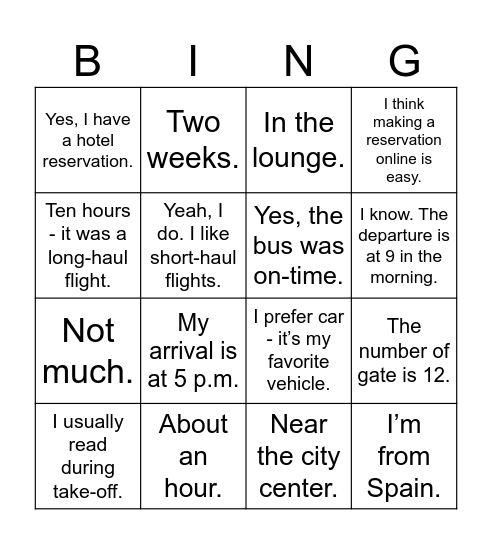 "Making small talk" Bingo! Bingo Card