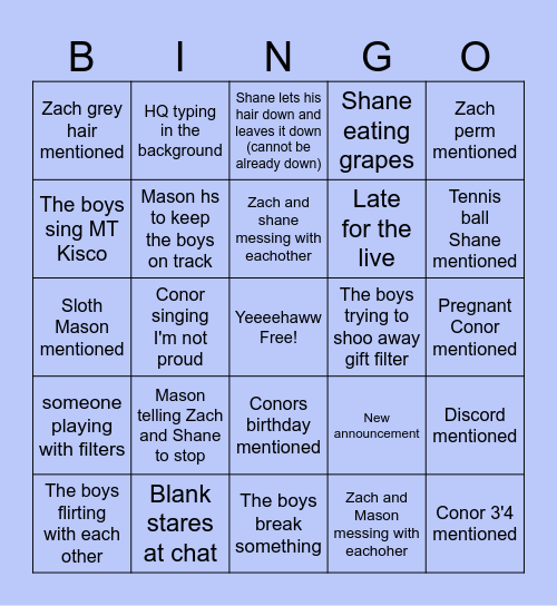 Midnight til Morning Bingo Card