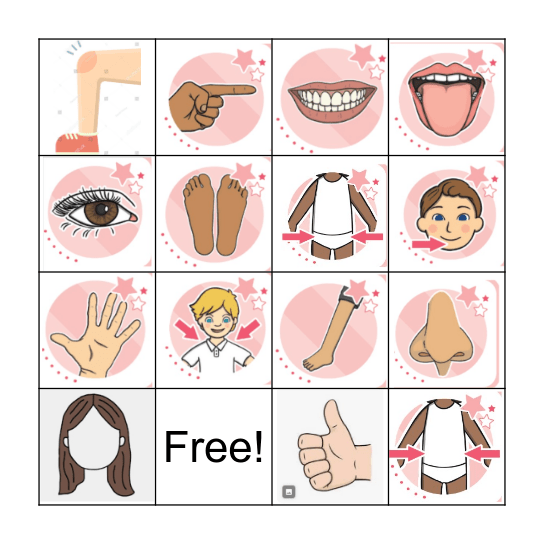 Parts of the Body Bingo Card