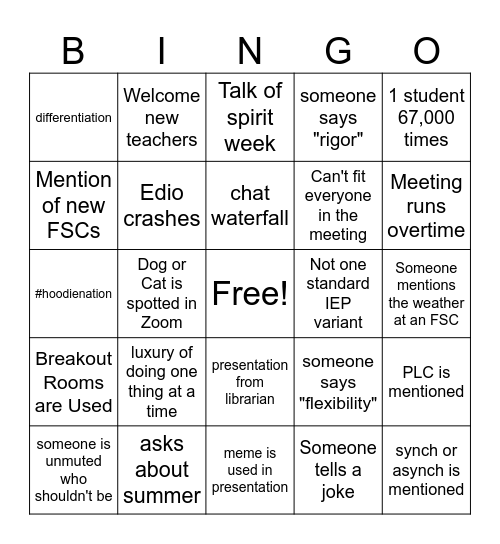 BTS Bingo Card