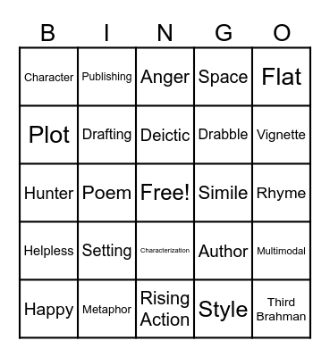 ENGLISH 8 Bingo Card