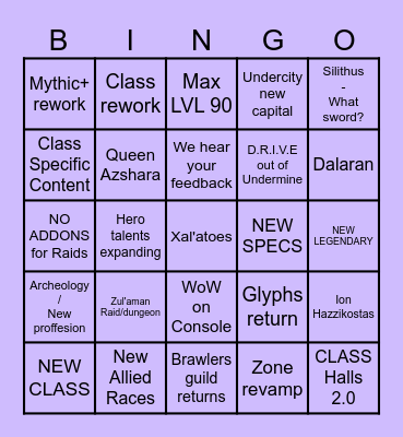 WoW MIDNIGHT BINGO Card