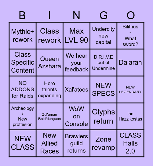 WoW MIDNIGHT BINGO Card