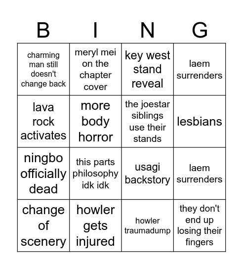 chapter 28 Bingo Card