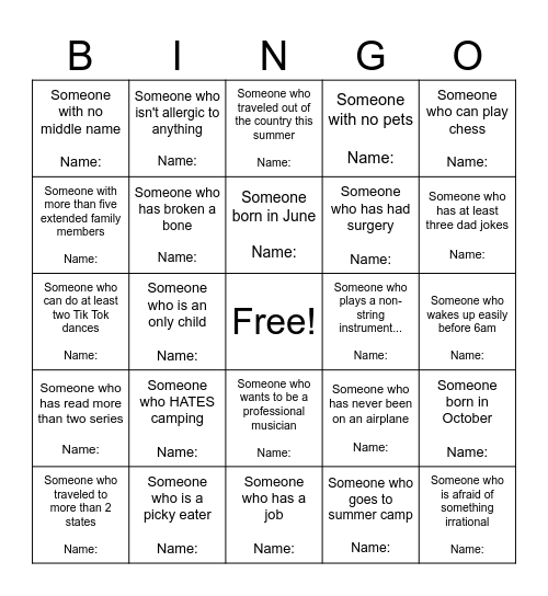 Northsiders Meet & Greet Bingo Card