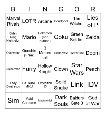 Bingor Bingo Card