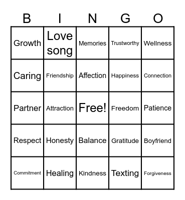Love Yourself Bingo Card