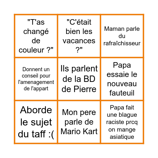 BINGO PAPA MAMAN Bingo Card