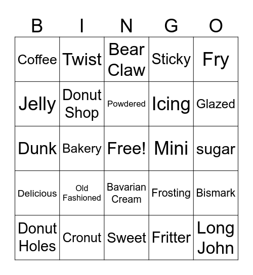 Donuts Bingo Card