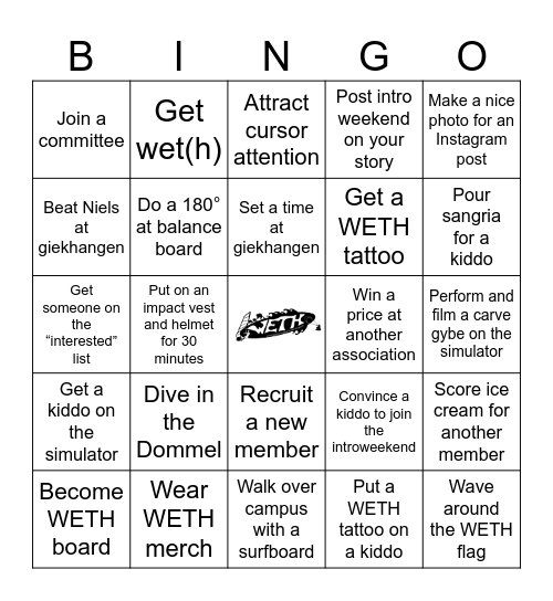 WETH INTRO WEEK Bingo Card