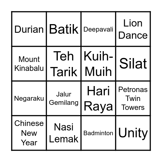 Merdeka Bingo! Bingo Card