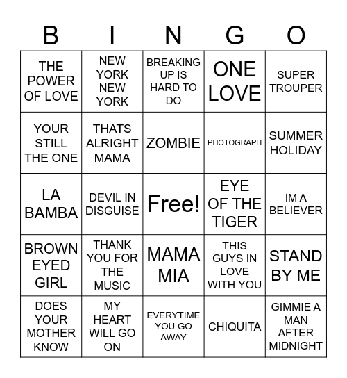 OASIS Bingo Card